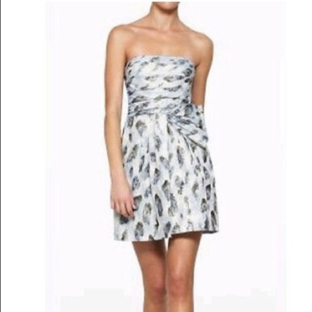 BCBGMAXAZRIA Metallic Jacquard Strapless Mini Dress, Haze Combo Print, Size 8 - Picture 1 of 12